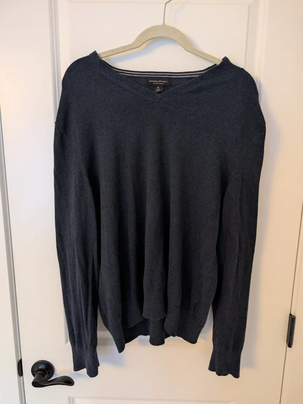 Banana Republic Men's XL Luxury Blend Silk Cotton Cashmere V-Neck Sweater Navy